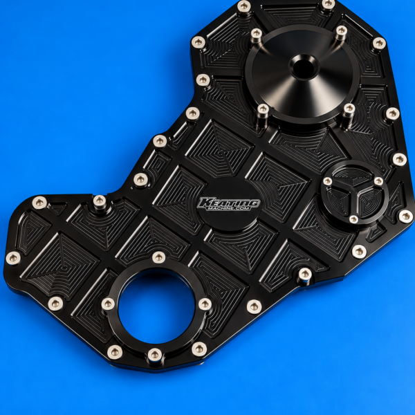 12 Valve Billet Timing Cover, 5.9L fits Cummins Pocketed and Blacked Out